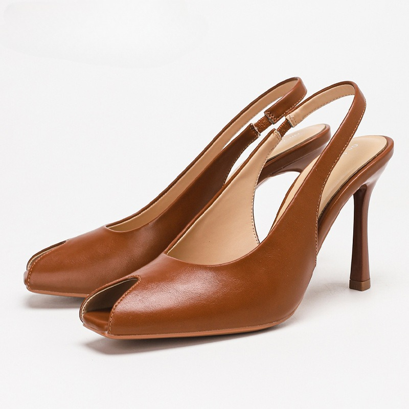 Casual Sandal Leather - مثير Slingback عالية الكعب النساء بولي