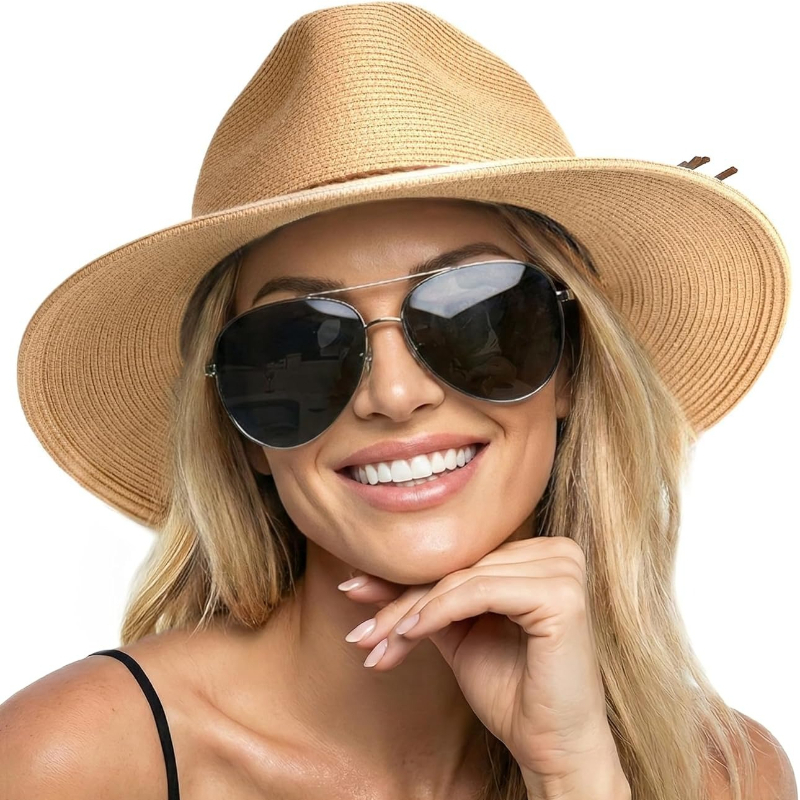 Bucket Hat Straw - قبعة شمسية صيفية من القش للنساء