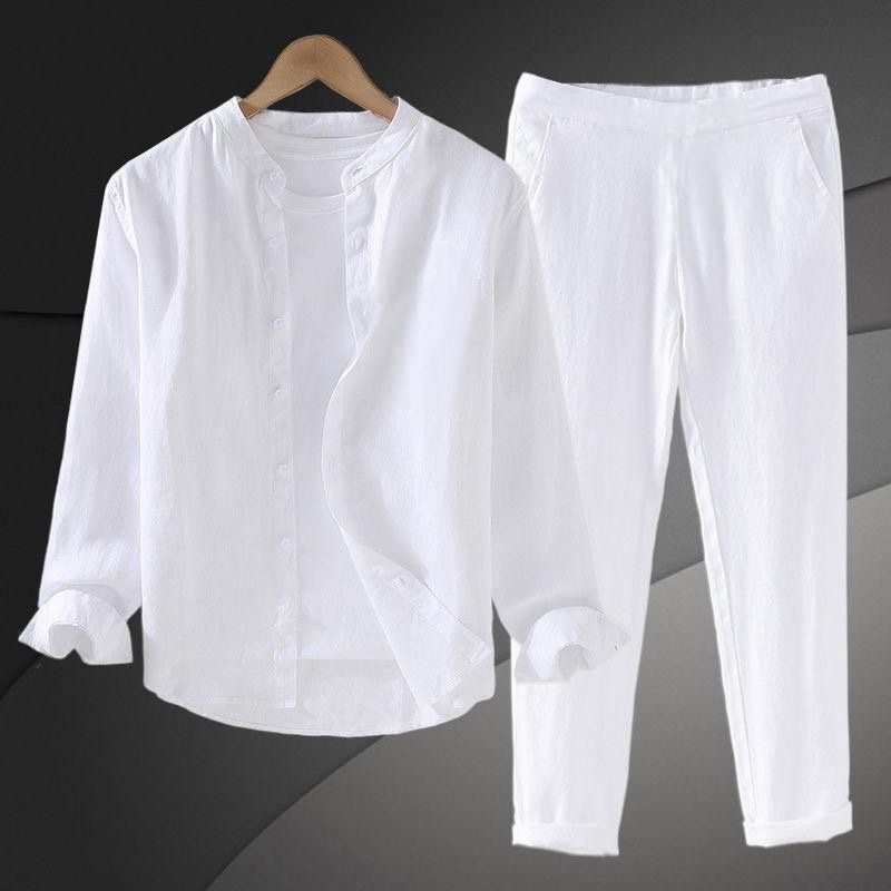 Linen Shirt Breathable - قميص رجالي طويل الأكمام من الكتان