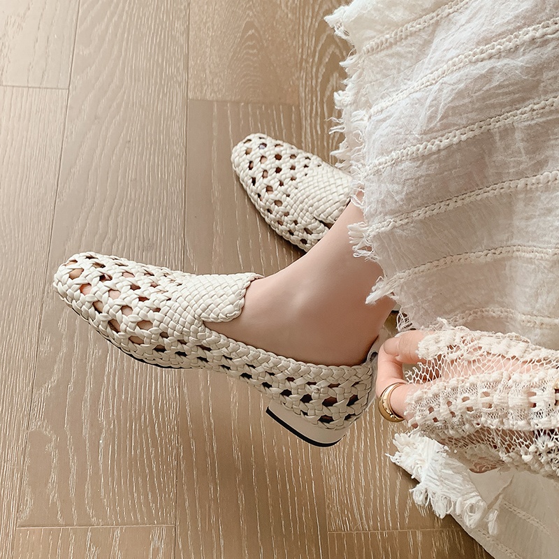 Casual Sandal Leather - صنادل نسائية من الجلد الطبيعي المضفر