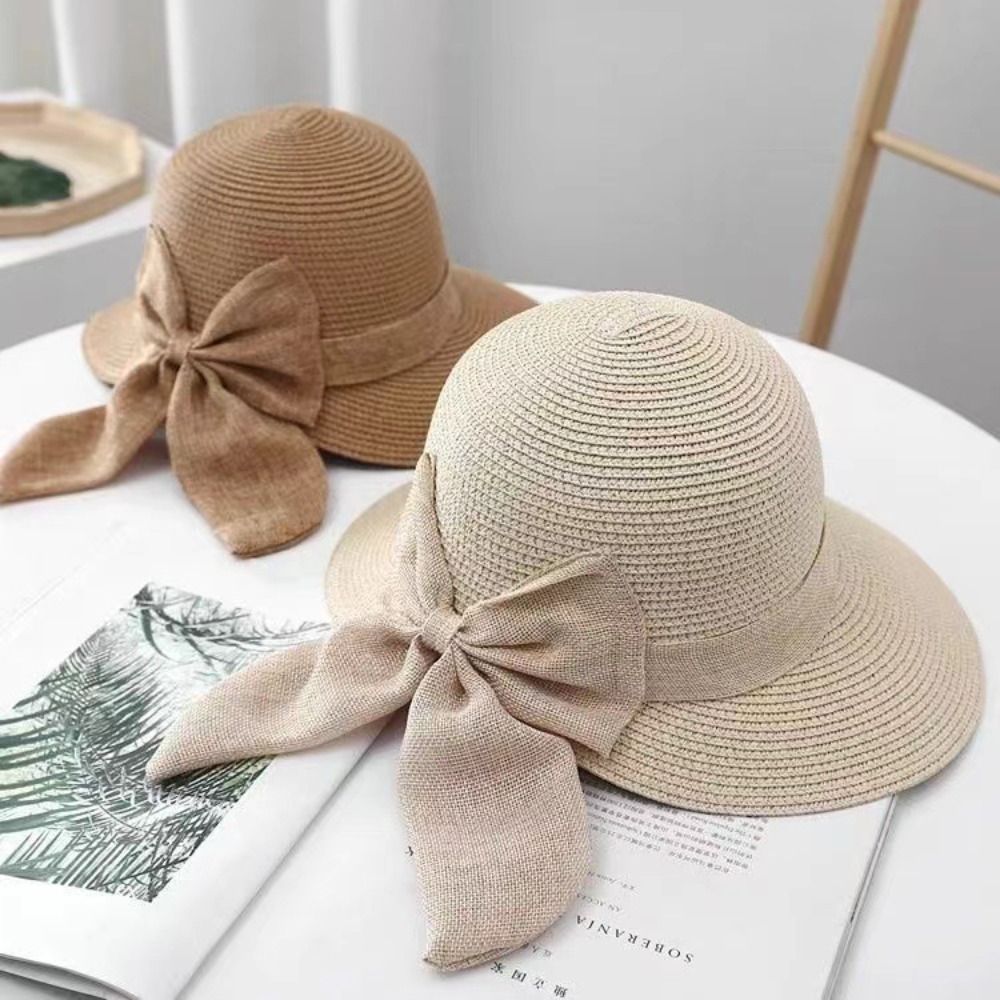 قبعة قش كاجوال بحافة واسعة للن - مراجعة Bucket Hat Straw وسعره