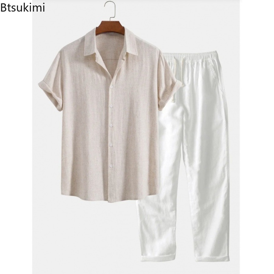 طقم رجالي صيفي جديد 2026 عصري  - مراجعة Linen Shirt Breathable وسعره