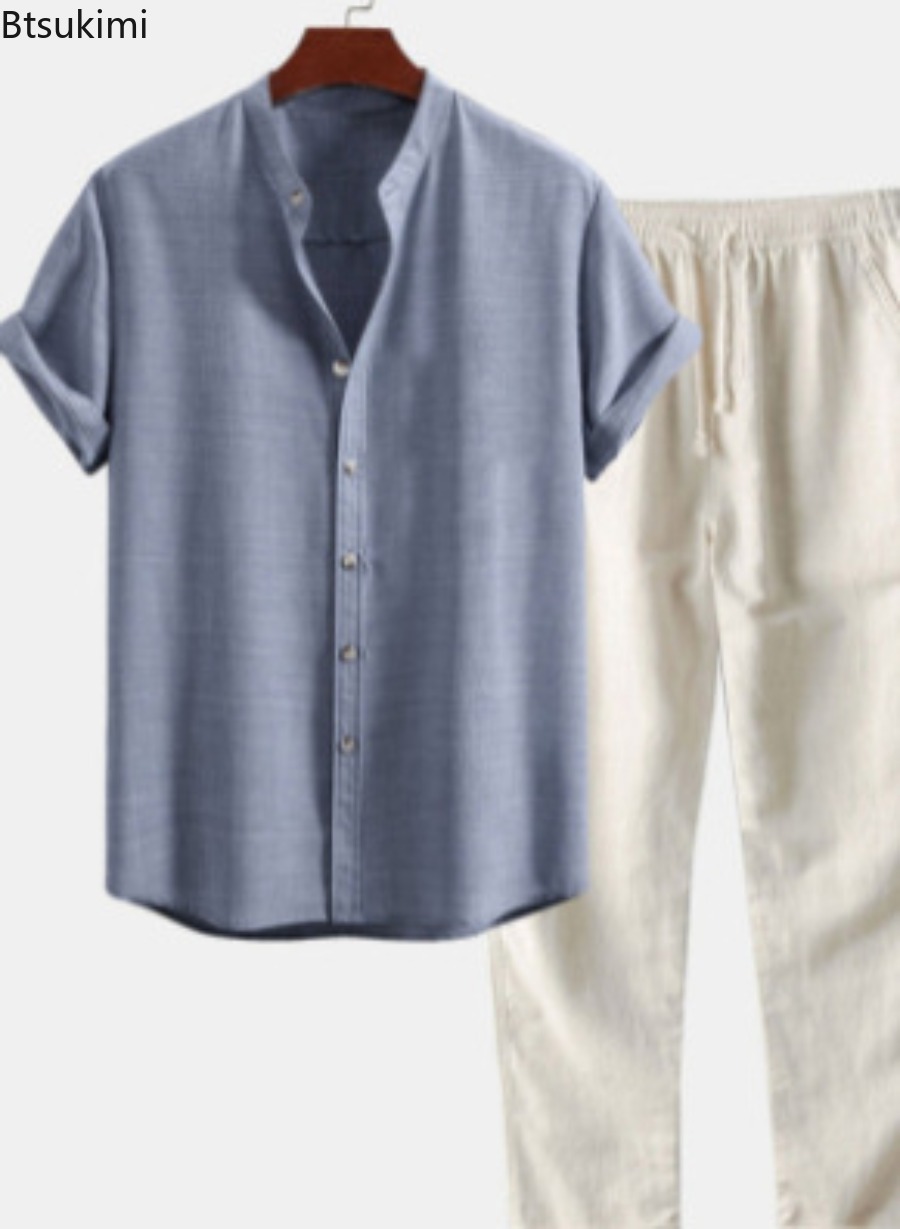 طقم رجالي صيفي جديد 2026 عصري  - مراجعة Linen Shirt Breathable وسعره