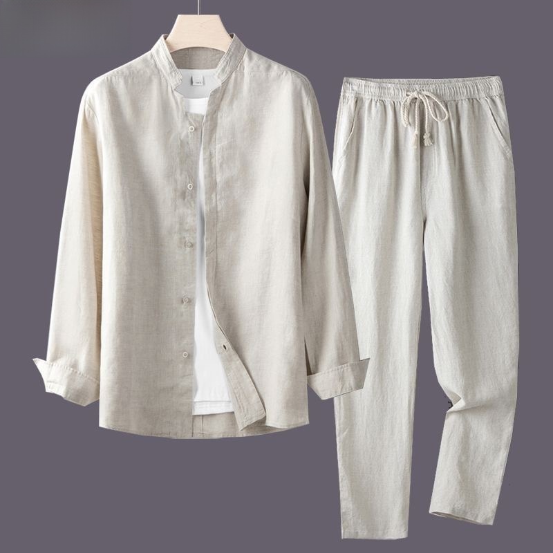 قميص أبيض بأكمام طويلة وبنطلون - مراجعة Linen Shirt Breathable وسعره