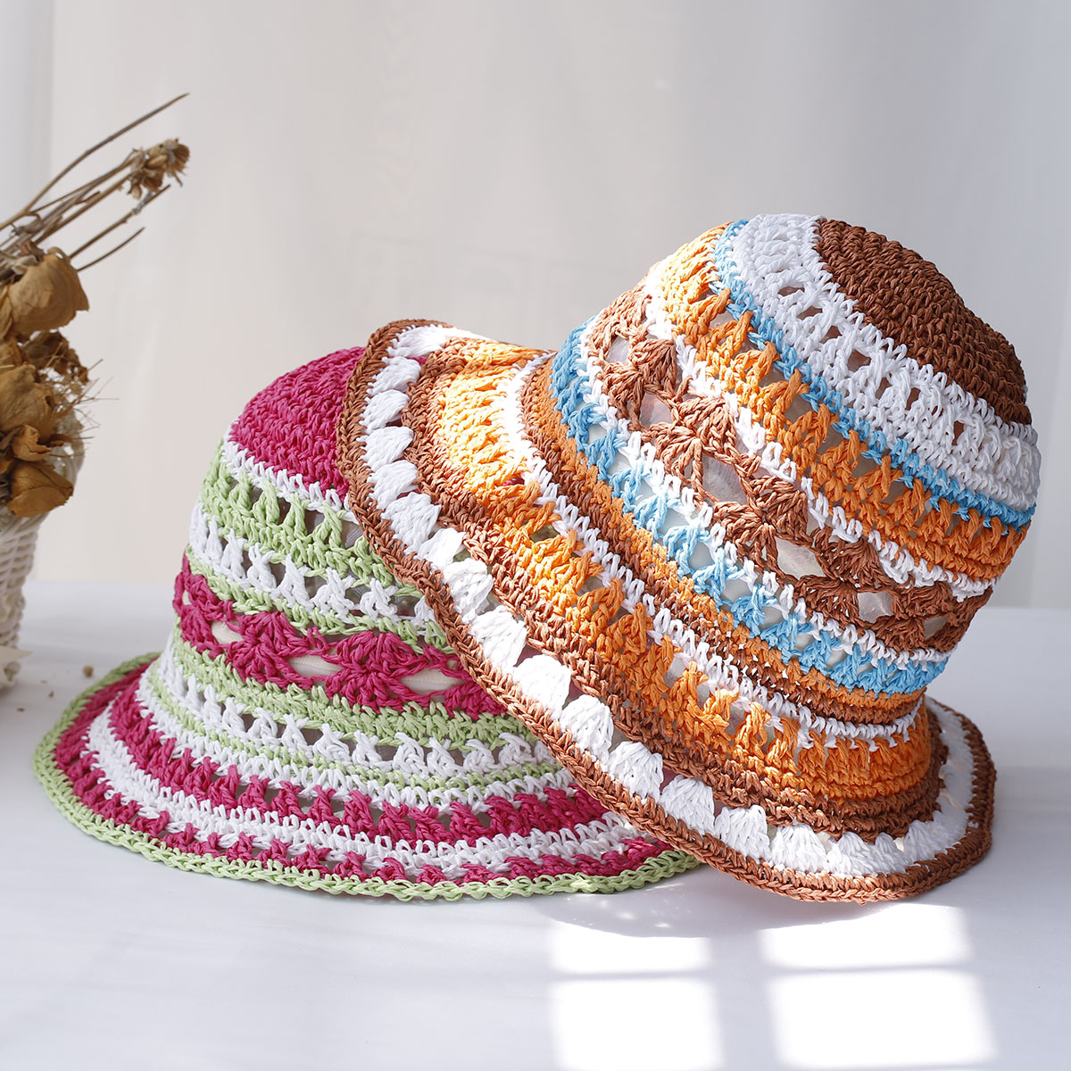 قبعة دلو نسائية يدوية الصنع ،  - مراجعة Bucket Hat Straw وسعره